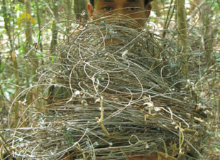 Member of patrol team with wire snares