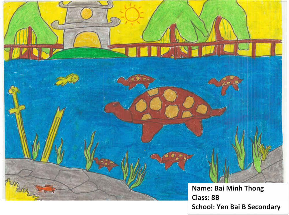 Childrens artwork of turtles