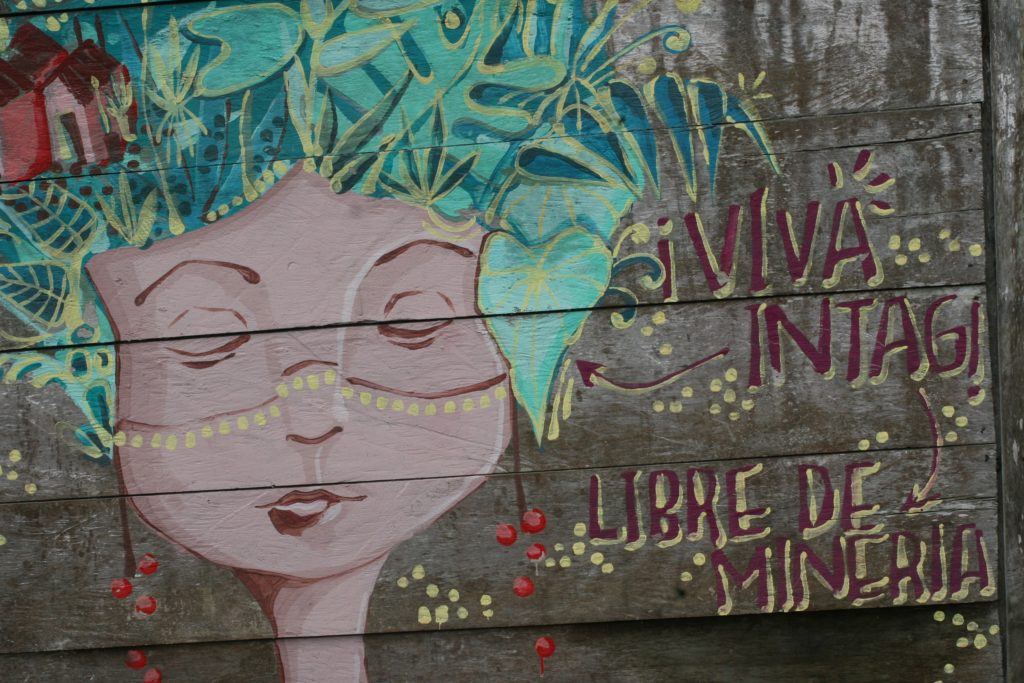 A sign in Intag calling for a mining-free area. (Photo by Elicio Tapia)