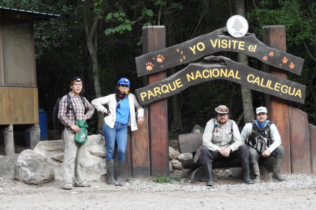 Akmentins and Boullhesen on the far right on a recent field expedition. (Photo courtesy of Martín Boullhesen)