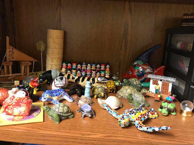 Turtle and tortoise trinkets from Ella’s office.