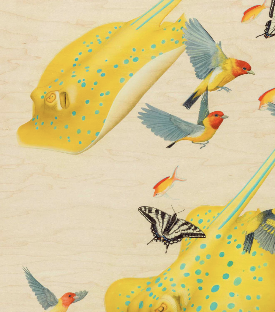 Tiffany Bozic, Joy, acrylic on maple panel, 49 x 32 in. (124.4 x 81.2 cm.), 2017, detail.
