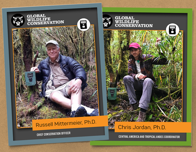 GWC’s Dr. Chris Jordan (left) and Dr. Russ Mittermeier (right) go head-to-head in a fierce camera trap competition in Costa Rica’s Los Quetzales National Park.