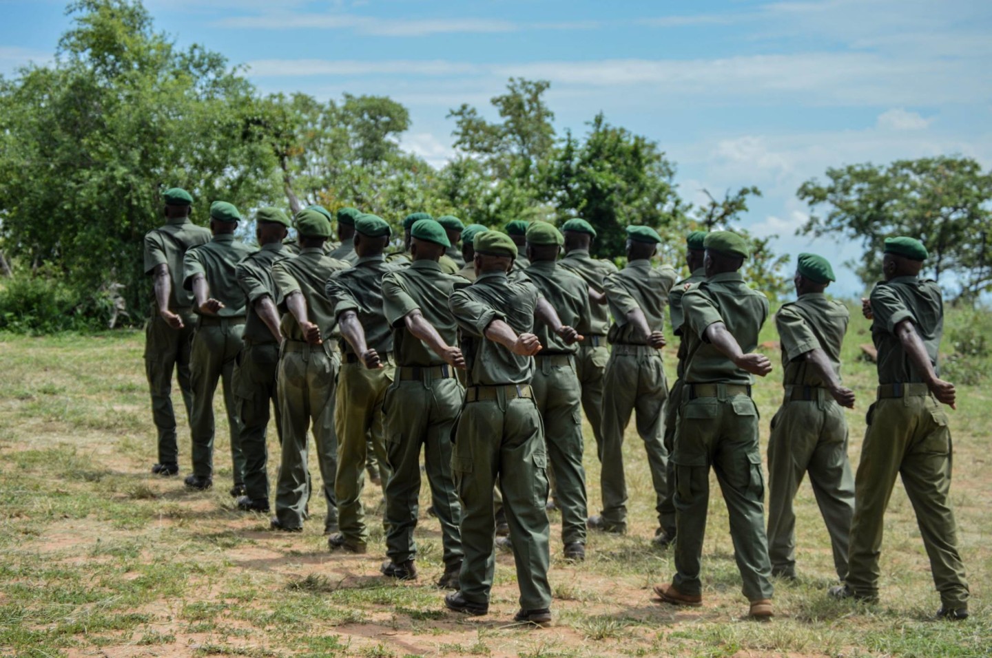 Park rangers at a parade in Zimbabwe.