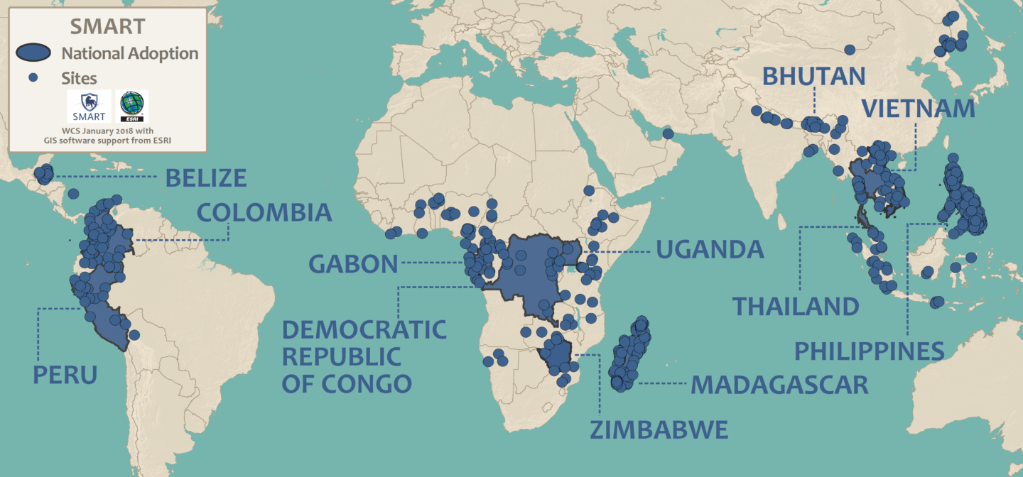 Global SMART implementation sites and national adoption countries.