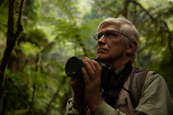 Russ Mittermeier in Tanzania during a trip to see the Kipunji Monkey, the 79th and last genus of monkey on his primate-watch list. Credit: Stuart Dunn/BBC